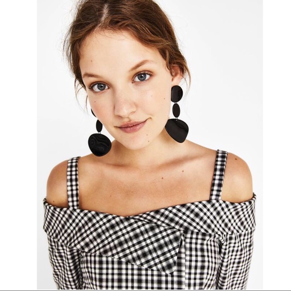 Bershka Plaid blazer with Bardot neckline - Picture 3 of 7